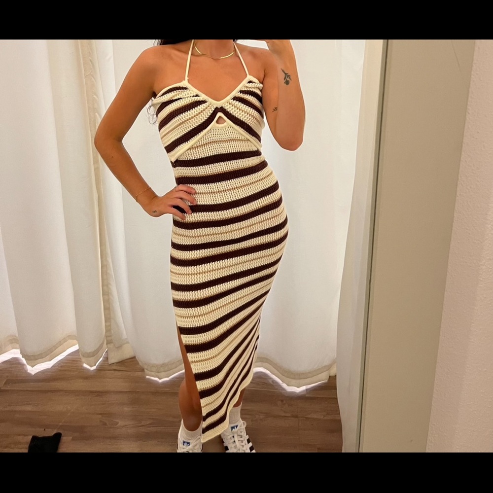 Never Worn Miou Muse Striped Knit Maxi Dress